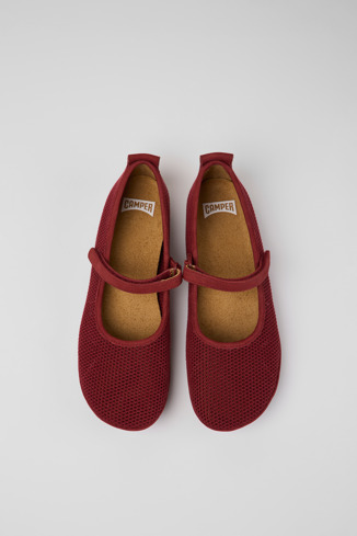 Overhead view of Right TENCEL® Burgundy TENCEL® Lyocell and nubuck shoes for women