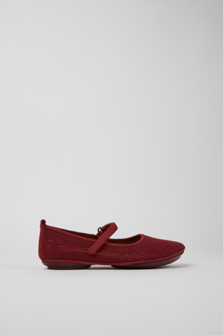 Side view of Right TENCEL® Burgundy TENCEL® Lyocell and nubuck shoes for women