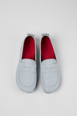 Overhead view of Right Gray Leather Loafer for Women