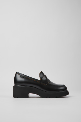 K201425-006 - Milah - Loafers em couro pretos para mulher