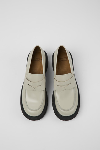 Overhead view of Milah Gray leather loafers for women