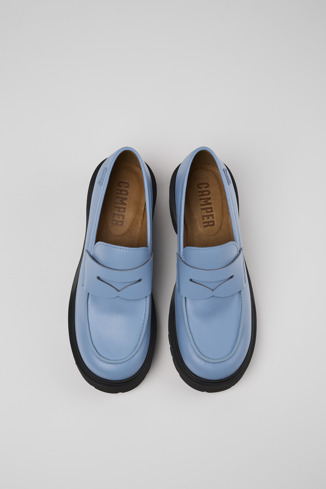 Overhead view of Milah Blue Leather Loafer for Women