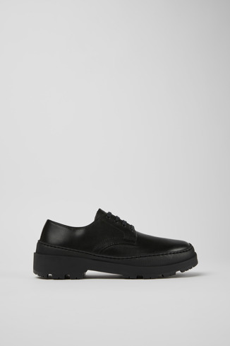 Side view of Brutus Trek Black leather shoes for women