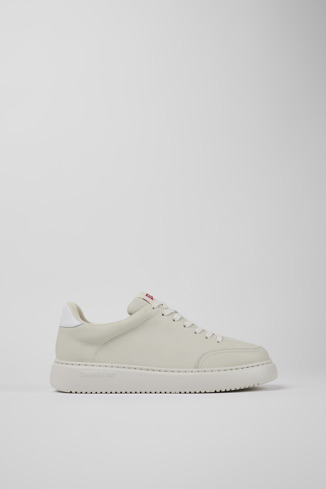 Side view of Runner K21 White non-dyed leather sneakers for women