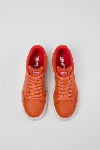 Overhead view of Runner K21 Orange leather sneakers for women