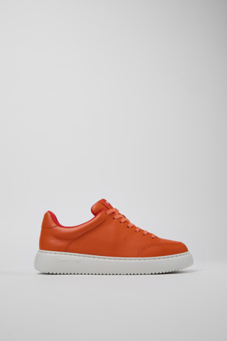 Side view of Runner K21 Orange leather sneakers for women