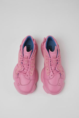 Alternative image of K201439-007 - Karst - Sneakers rosas de piel y tejido para mujer