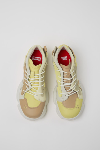 Overhead view of Twins Multicolor Textile and Leather Women's Sneakers.