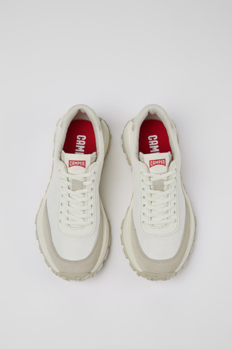 Overhead view of Drift Trail White textile and nubuck sneakers for women