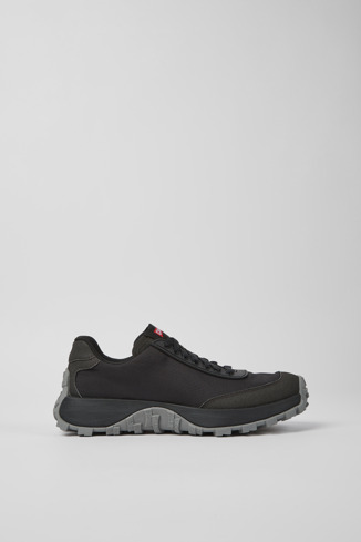 Side view of Drift Trail Black textile and nubuck sneakers for women