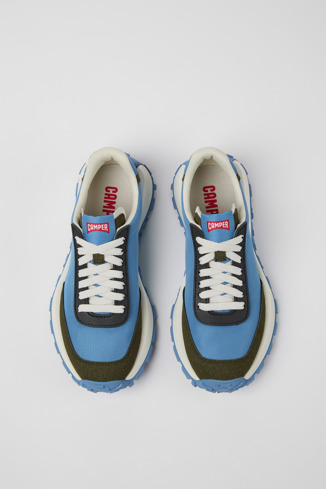 Overhead view of Drift Trail Blue textile and nubuck sneakers for women