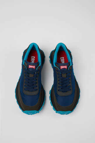 Overhead view of Drift Trail VIBRAM Blue recycled PET and nubuck sneakers for women