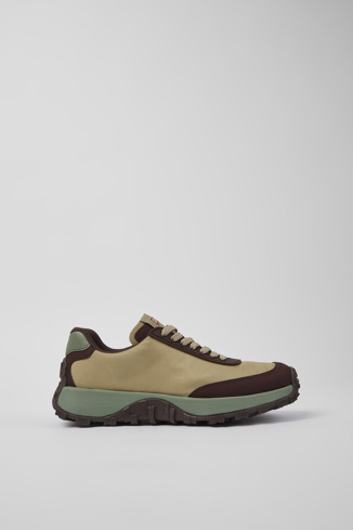 Side view of Drift Trail VIBRAM Beige recycled PET and nubuck sneakers for women