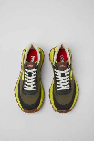 Overhead view of Drift Trail VIBRAM Multicolor Recycled PET and Nubuck Women's Sneakers.