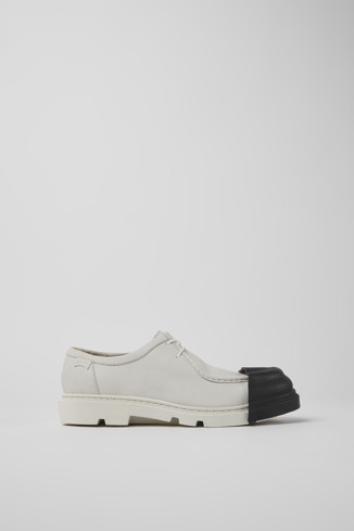 Side view of Junction White non-dyed leather shoes for women