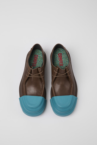 Overhead view of Junction Brown responsibly raised leather shoes for women