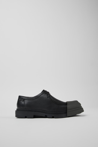 Side view of Junction Black Leather Women's Shoe.