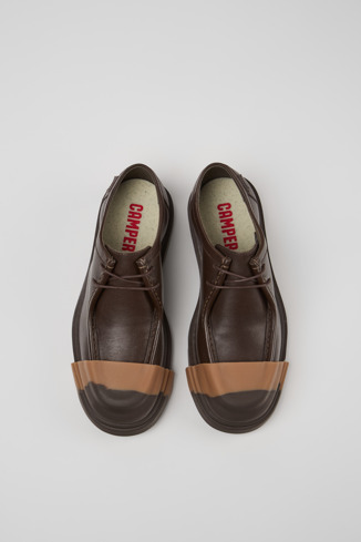 Overhead view of Junction Brown Leather Women's Shoes.