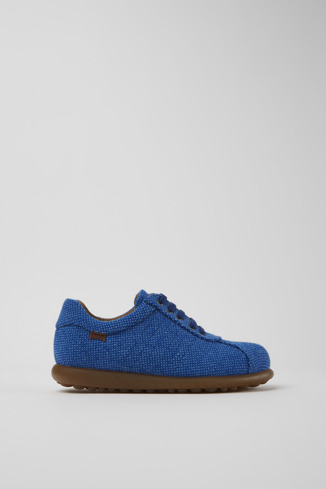 Side view of Pelotas Blue wool and viscose sneakers