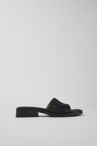 Side view of Dana Black leather sandals for women