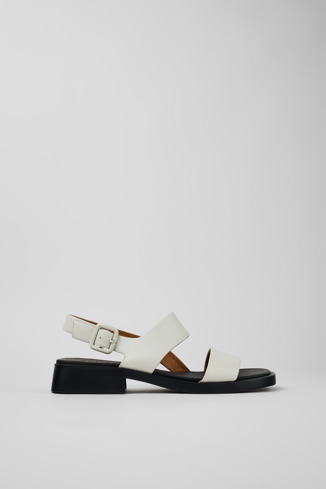 Side view of Dana White Leather 2-Strap Sandal for Women