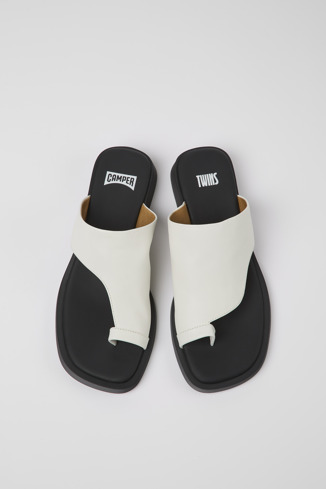 Overhead view of Twins White leather sandals for women