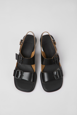 Alternative image of K201491-001 - Dina - 黑色皮革女款低跟涼鞋