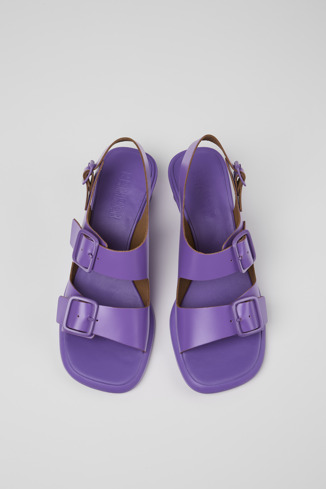 Overhead view of Dina Purple Leather 2-Strap Sandal for Women