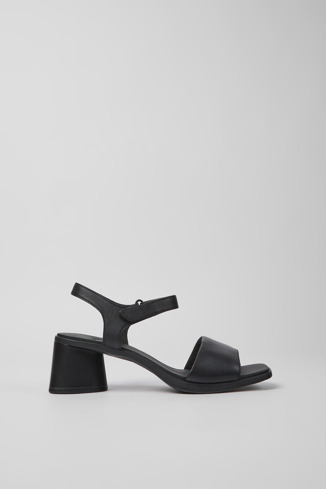 Side view of Kiara Black leather sandals for women