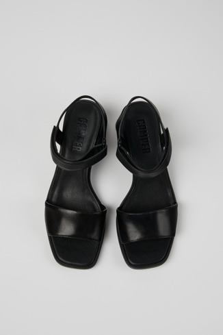 Overhead view of Kiara Black Leather Sandal for Women