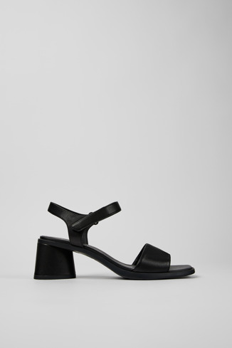Side view of Kiara Black Leather Sandal for Women