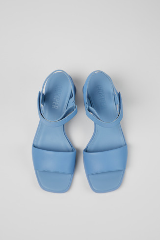 Overhead view of Kiara Blue Leather Heeled Sandal for Women