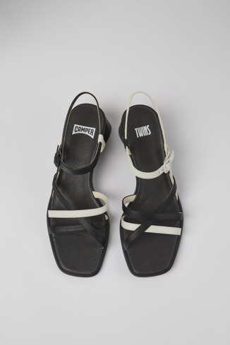 K201504-003 - Twins - Black and white leather sandals for women