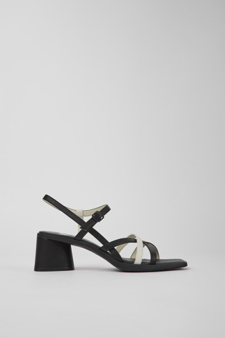 Alternative image of K201504-003 - Twins - Sandálias em couro pretas e brancas para mulher
