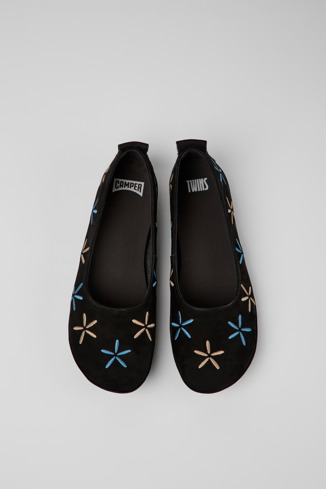 K201513-001 - Twins - 黑色磨砂革女款芭蕾鞋