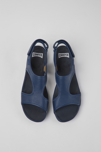 Alternative image of K201514-004 - Right - Dark blue leather sandals for women