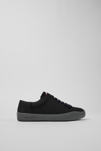 Side view of Peu Touring Black Textile Sneaker for Women