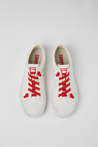 Overhead view of Peu Touring White textile sneakers for women