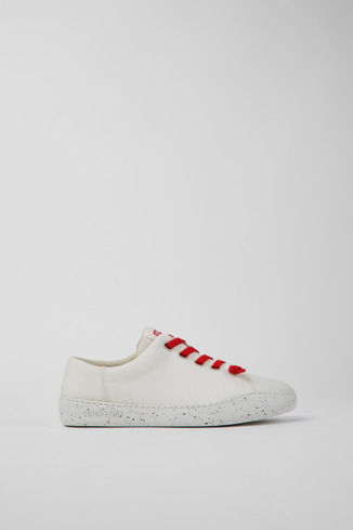 Side view of Peu Touring White textile sneakers for women