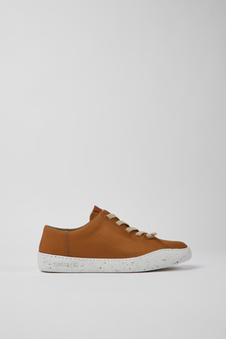 Side view of Peu Touring Brown textile sneakers for women