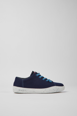 Side view of Peu Touring Blue textile sneakers for women