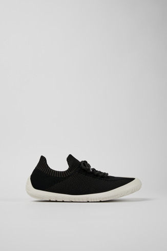 Side view of Peu Path Black Textile Sneaker for Women