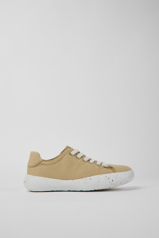 Side view of Peu Stadium Beige textile sneakers for women