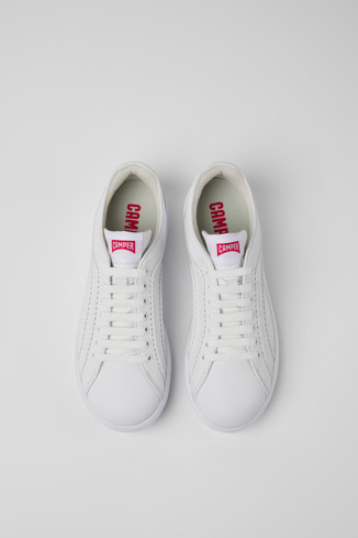 Overhead view of Pelotas XLite White leather sneakers for women