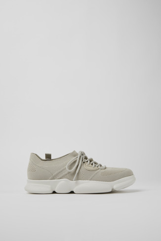 Side view of Karst Gray textile sneakers for women