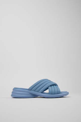 Side view of Spiro Blue Textile Cross-strap Sandal for Women