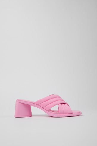 Side view of Kiara Pink Textile Cross-strap Sandal for Women