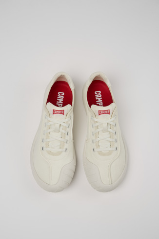 Overhead view of Peu Path White textile sneakers for women