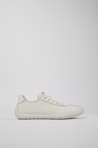 Side view of Peu Path White textile sneakers for women