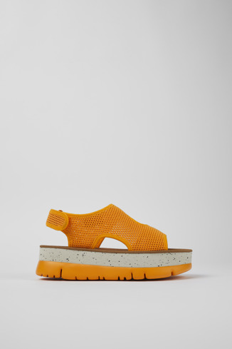 Side view of Oruga Up Orange Textile Sandal for Women